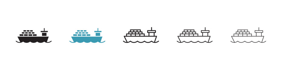 Cargo ship vector icon logo or illustration © Recoonde