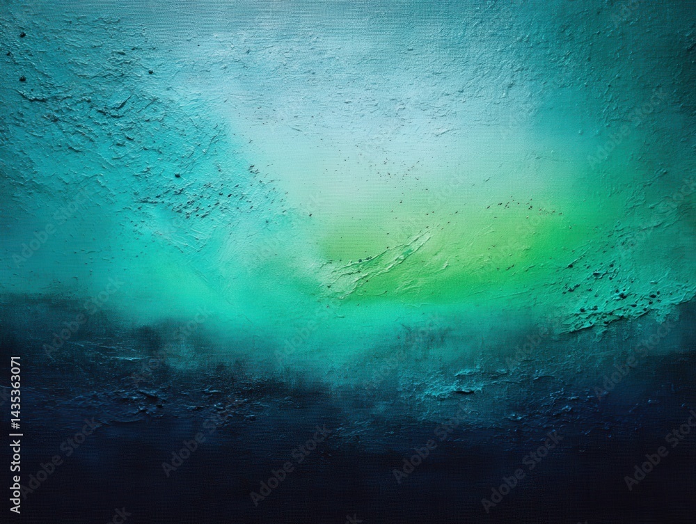 Poster abstract blue and green painting with textured surface and canvas detail creating a serene and calmi
