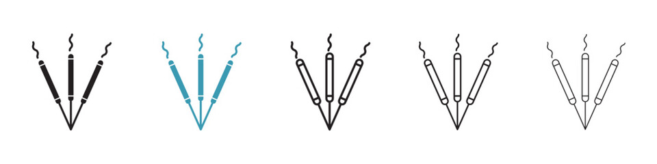 Burning incense stick vector icon logo or illustration