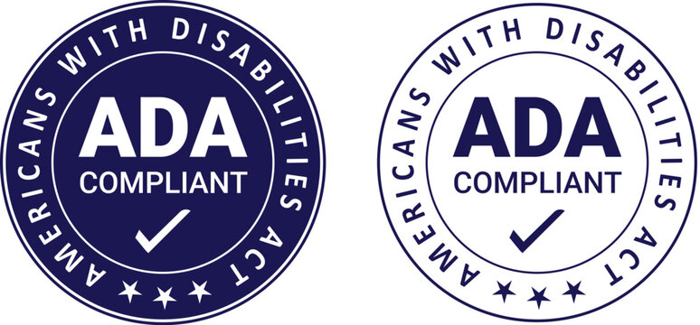 two round badges showing americans with disabilities act
