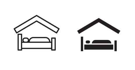 Shelter beds icons. Vector isolated elements concept