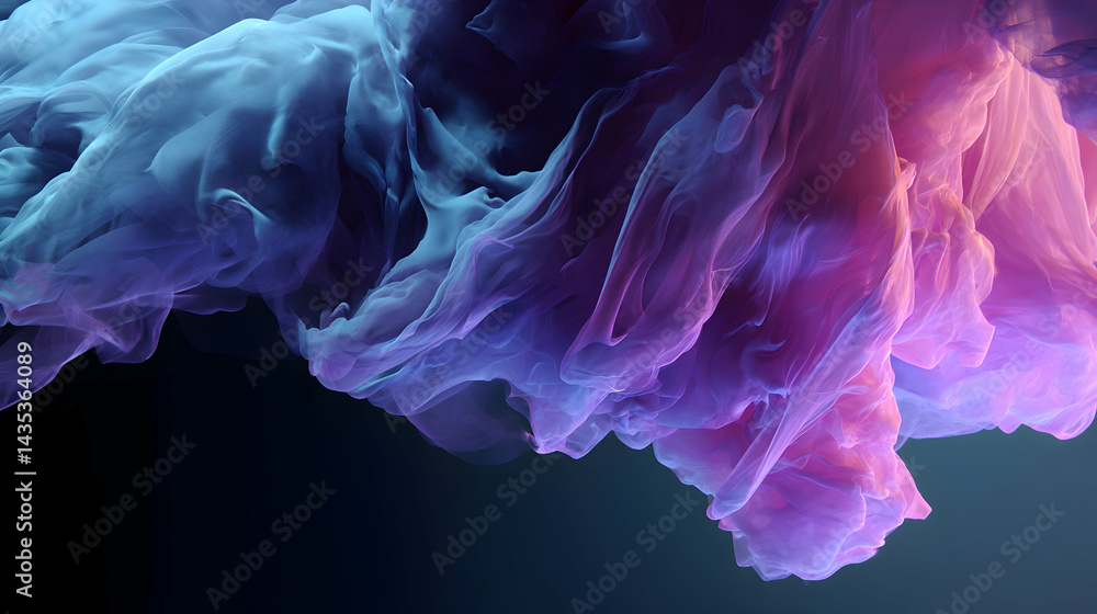 Poster ethereal fabric forms a mesmerizing cloud of color, a captivating blend of fluidity and light