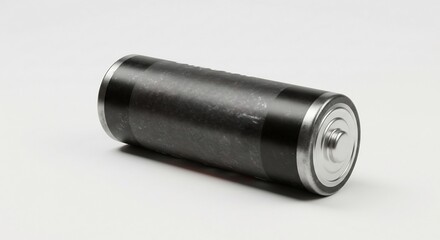 Single Cell Battery Lying on White Surface Low Angle View