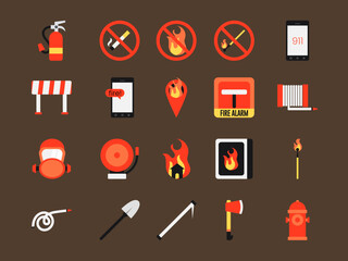 Firefighter and Fire Safety Icon Element