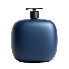 Obraz premium Dark blue, rounded bottle with a black pump top Modern, minimalist design