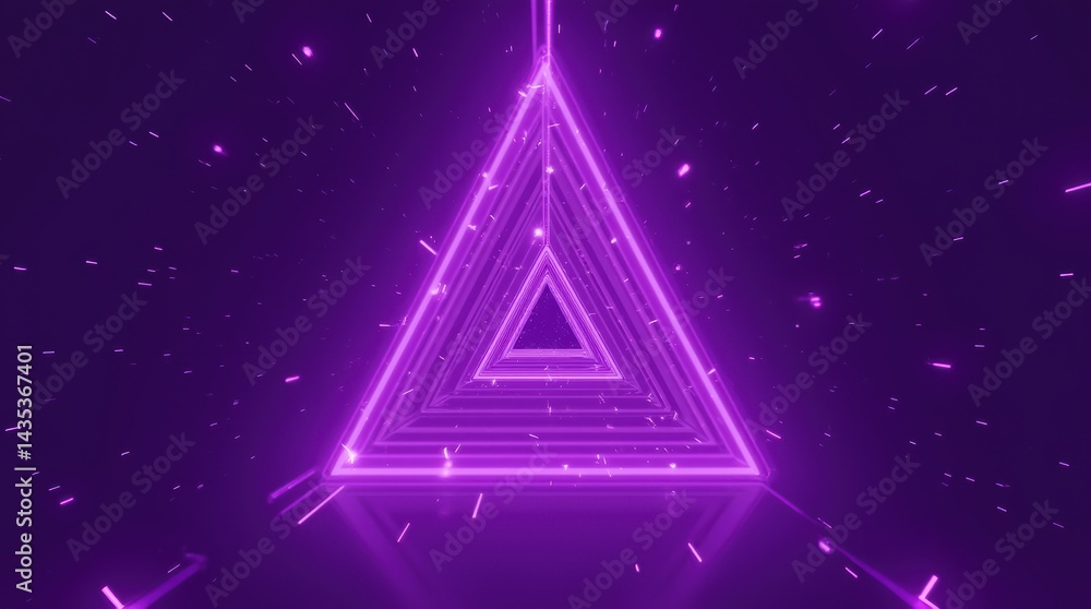 Aufkleber a mesmerizing journey through a neon triangular space illuminated with purple lights and starlit eff