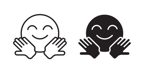 Hugging emoji icons. Vector isolated elements concept