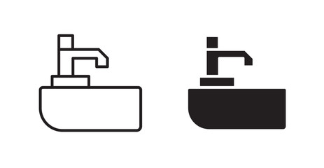 Hair washer sink icons. Vector isolated elements concept