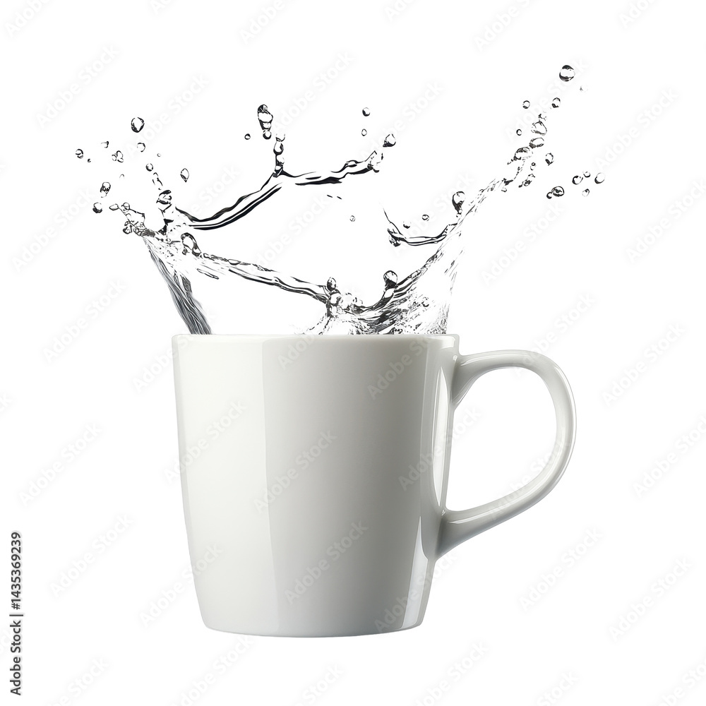 Aufkleber mug with splashing water on a transparent background captures dynamic motion and refreshing essence,