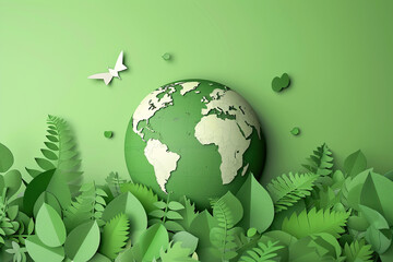 Greeting card with holiday composition for world environment day, abstract vivid composition consists of fictional unreal fantastic vision on background