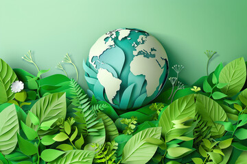 Greeting card with holiday composition for world environment day, abstract vivid composition consists of fictional unreal fantastic vision on background