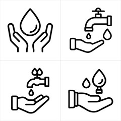 save water icon set
