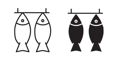 Dried fish icons. Vector isolated elements concept