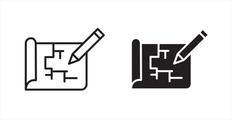 Construction plan icons. Vector isolated elements concept