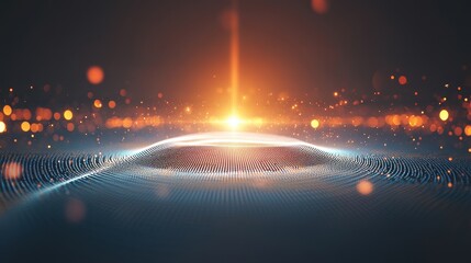 abstract digital wave background with glowing particles