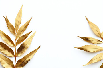 golden palm leaves on white background1