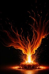 Fluid art with a fiery explosion effect