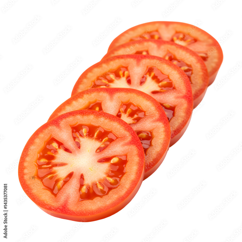 Poster slicing tomatoes creates a transparent background image, perfect for graphic design projects