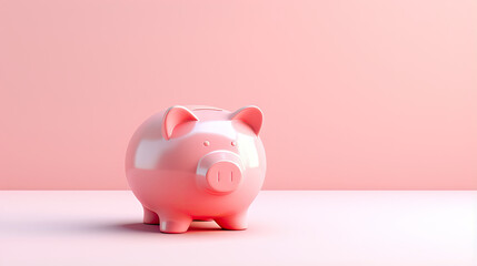 Minimalist Piggy Bank on Soft Pastel Gradient Background with Light and Clean Aesthetic