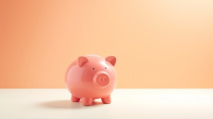 Minimalist Piggy Bank on Soft Pastel Gradient Background with Light and Clean Aesthetic