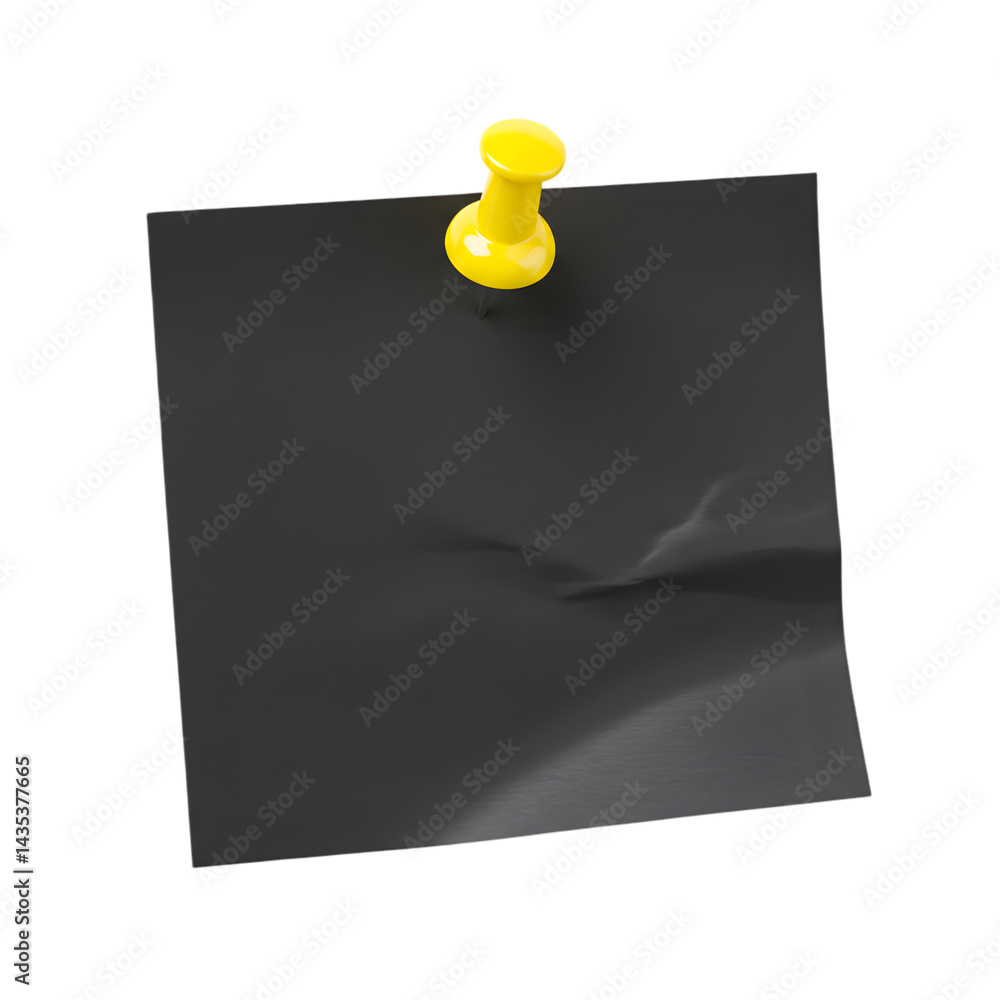 Poster create dark note with pin, transparent background