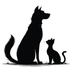  Cats And Dogs Sitting Silhouette Vector EPS 