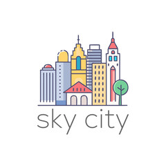 Fototapeta premium Sky City Skyline Modern City Illustration