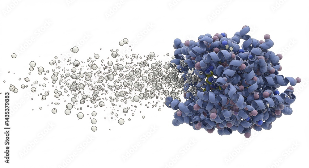 Aufkleber molecular structure visualizing and reacting with bubbles