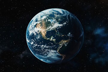 Obraz premium View of Earth from space captured during low-light conditions showcasing urban lights and natural atmosphere