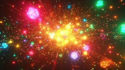 vibrant colorful gem explosion