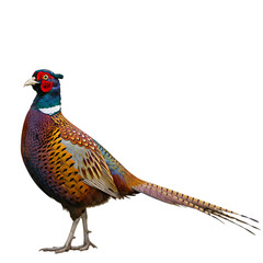 Fototapeta premium Vibrant Pheasant Displays Feathers on Transparent Background