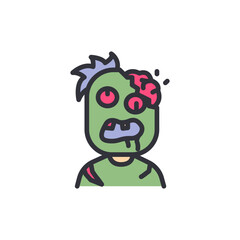 Zombie colored icons, minimalist vector illustration ,simple transparent graphic element .Isolated on white background
