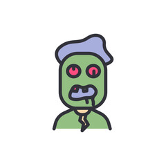 Zombie colored icons, minimalist vector illustration ,simple transparent graphic element .Isolated on white background