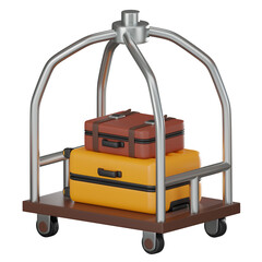 3D Rrender, Hotel Trolley Icon for Travel and Hospitality Scenes. Icon illustration