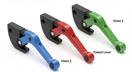 Colored Mechanical Levers on White Background