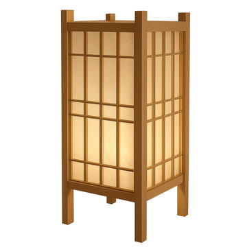 japanese shoji lamp with wooden frame and rice paper panels