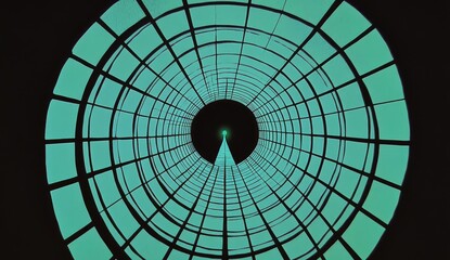 Naklejka premium Abstract teal geometric tunnel receding to a point