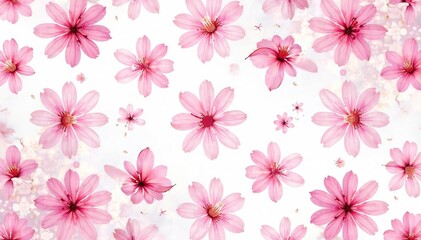 Intricate repeating sakura pattern, light pink hues on white , floral design, elegant