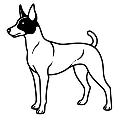 Minimal Basenji Dog Vector on White