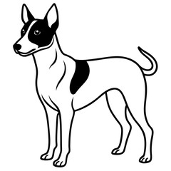 Minimal Basenji Dog Vector on White