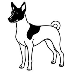 Minimal Basenji Dog Vector on White