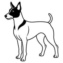 Minimal Basenji Dog Vector on White