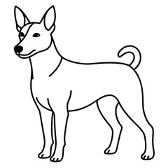 Minimal Basenji Dog Vector on White