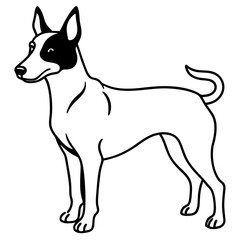 Minimal Basenji Dog Vector on White