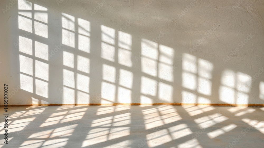 Poster sunlight streaming through a window casting shadows on a white wall.