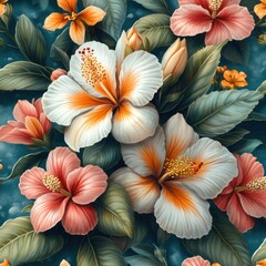 Vibrant floral bouquet design with hibiscus blossoms.