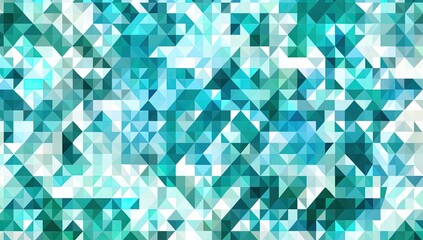 Abstract teal and white geometric mosaic pattern