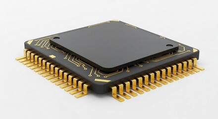 Close-up of Modern Electronic Microchip on White Background