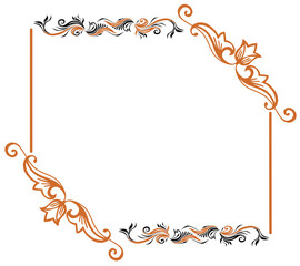 Elegant frame with beautiful floral motif in brown shades on transparent background, suitable for invitations, decoration purposes.