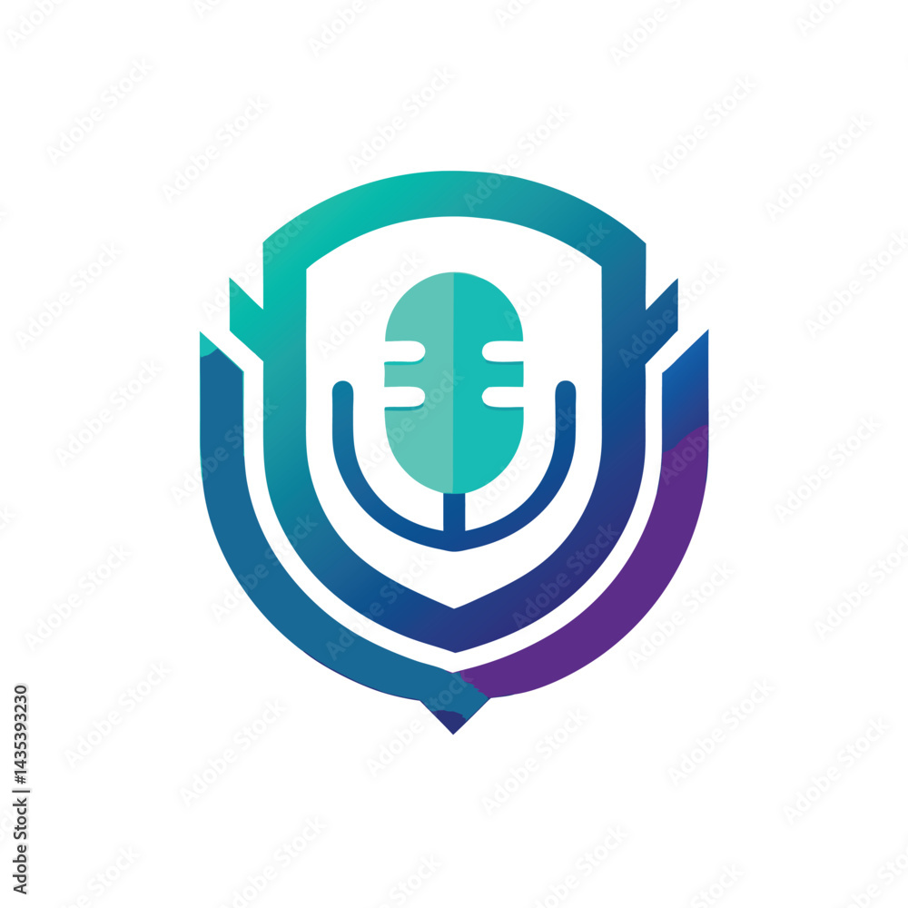 Aufkleber minimalist logo design for a voice authentication service showcasing a microphone element within a s